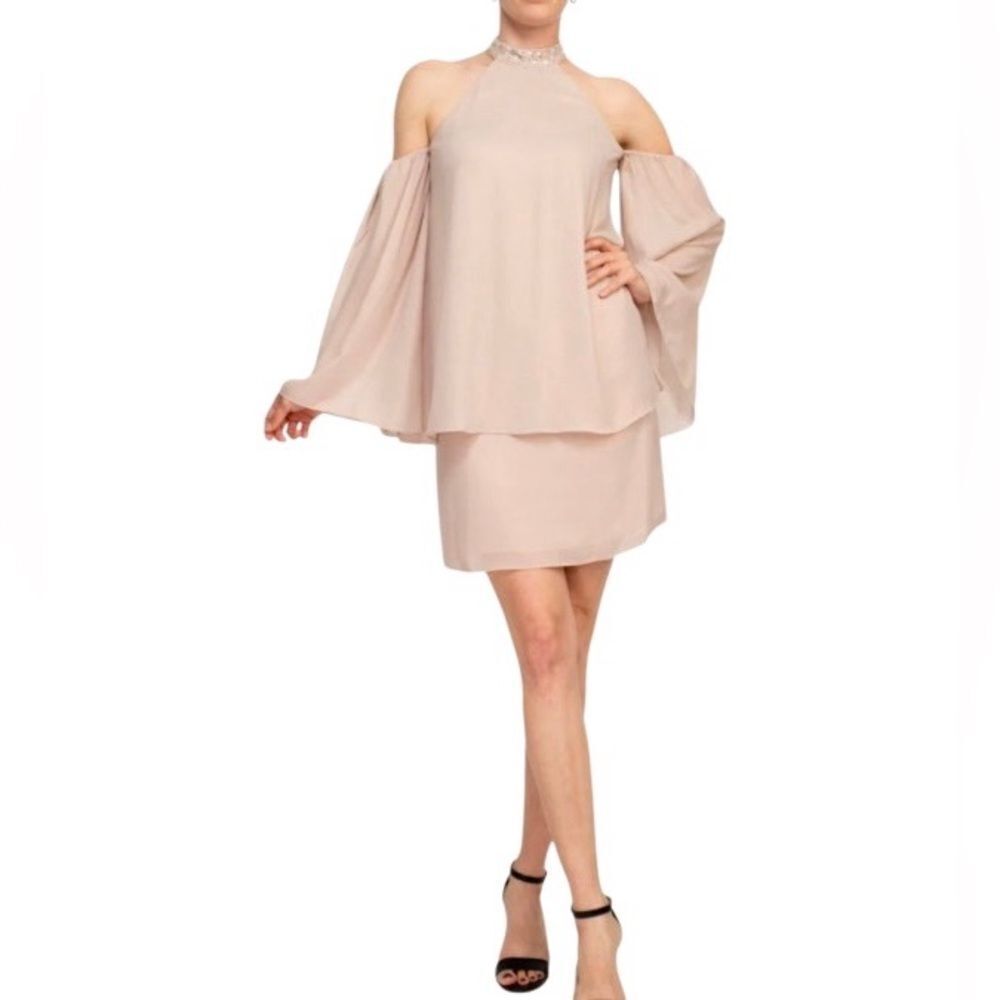 Laundry by Shelli Segal Embellished Halter Neck Mini Dress in Pink Women’s 4